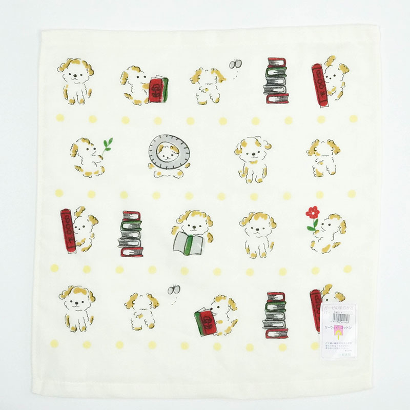 Khăn vải cotton Nhật Bản  Nissen 34x36cm Senshu Wanpaku Land T-403Y Yellow thương hiệu NISSEN SHOKO