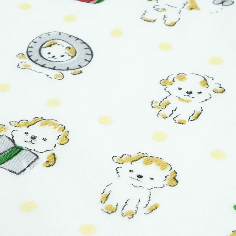 Khăn vải cotton Nhật Bản  Nissen 34x36cm Senshu Wanpaku Land T-403Y Yellow thương hiệu NISSEN SHOKO