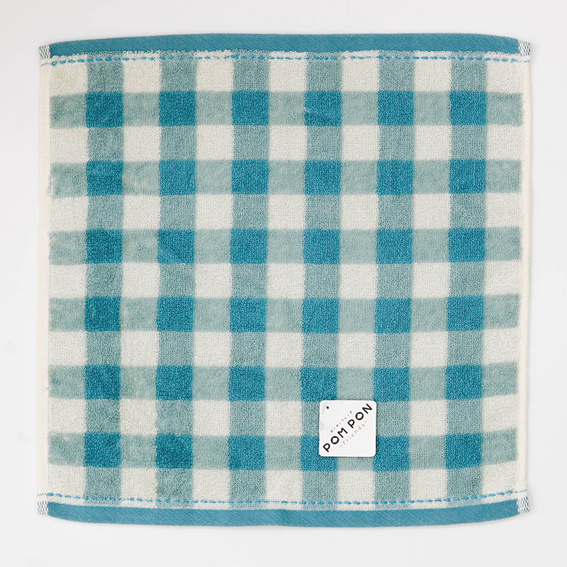 Khăn vải cotton Nissen 34x35cm Pom Pon French Gingham Blue thương hiệu NISSEN SHOKO
