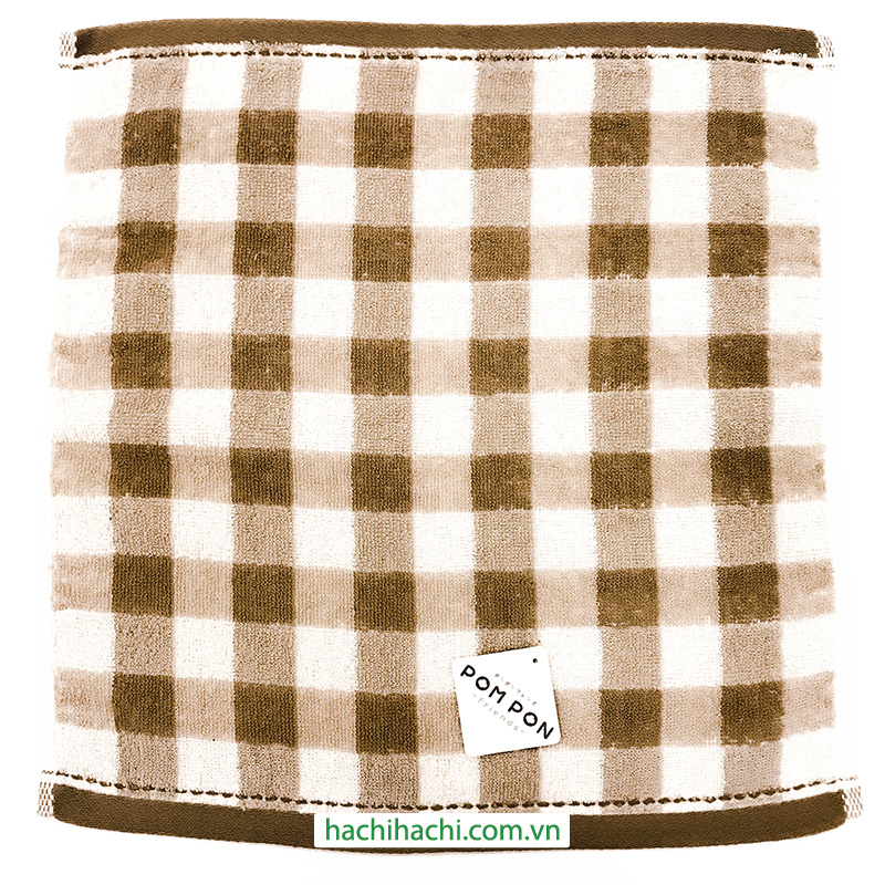 Khăn cotton cao cấp Nissen 34x35cm French Gingham Brown thương hiệu NISSEN SHOKO