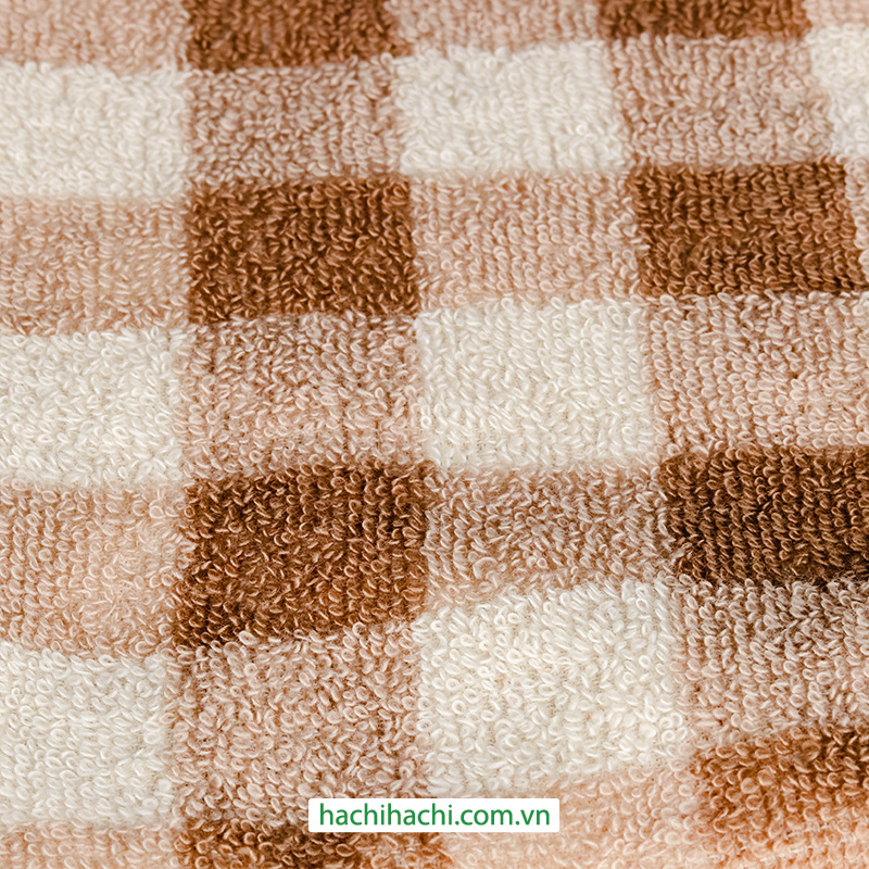 Khăn cotton cao cấp Nissen 34x35cm French Gingham Brown thương hiệu NISSEN SHOKO