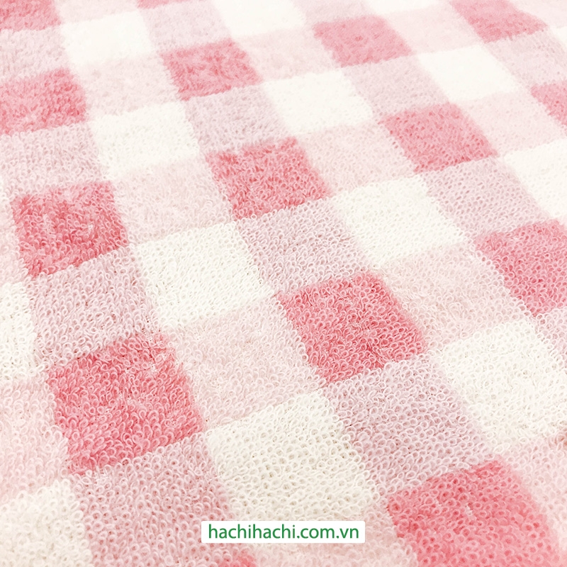 Khăn vải cotton cao cấp Nissen 34x35cm French Gingham Pink PP-2512P thương hiệu NISSEN SHOKO