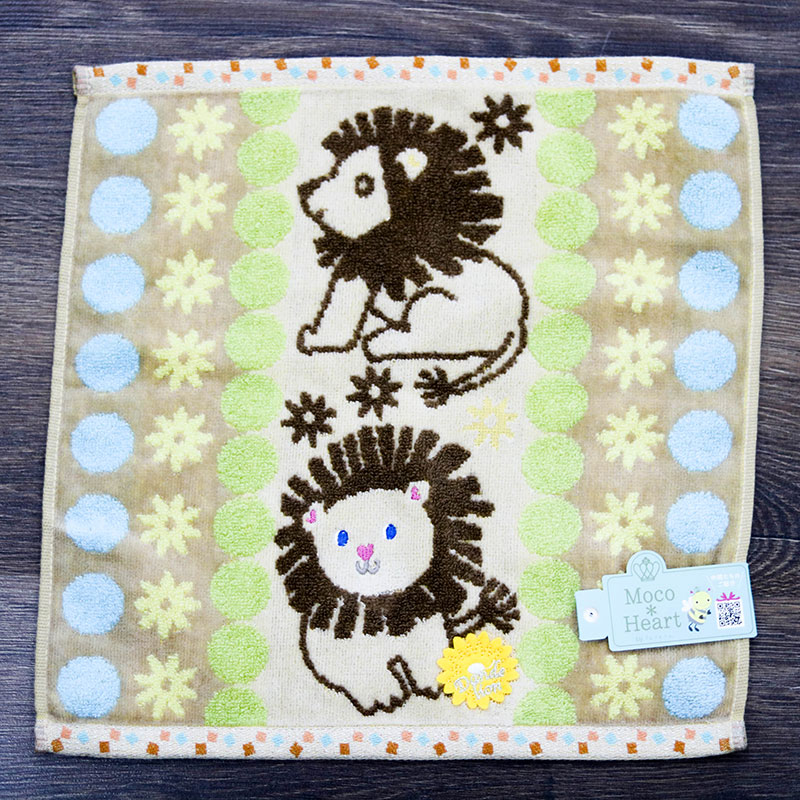 Khăn vải cotton Nissen 34x34cm Moco Heart Moco Macaron Lion FS-4545BR Brown thương hiệu NISSEN SHOKO