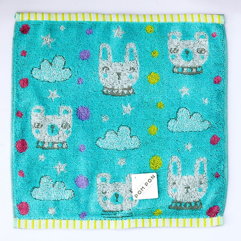 Khăn vải cotton Nissen 34x34cm Pom Pon Funifuni PP-2516B Blue thương hiệu NISSEN SHOKO