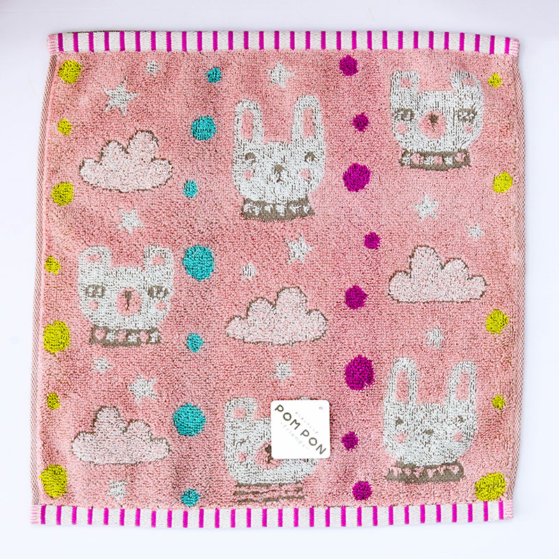 Khăn vải cotton Nissen 34x34cm Pom Pon Funifuni PP-2516P Pink thương hiệu NISSEN SHOKO