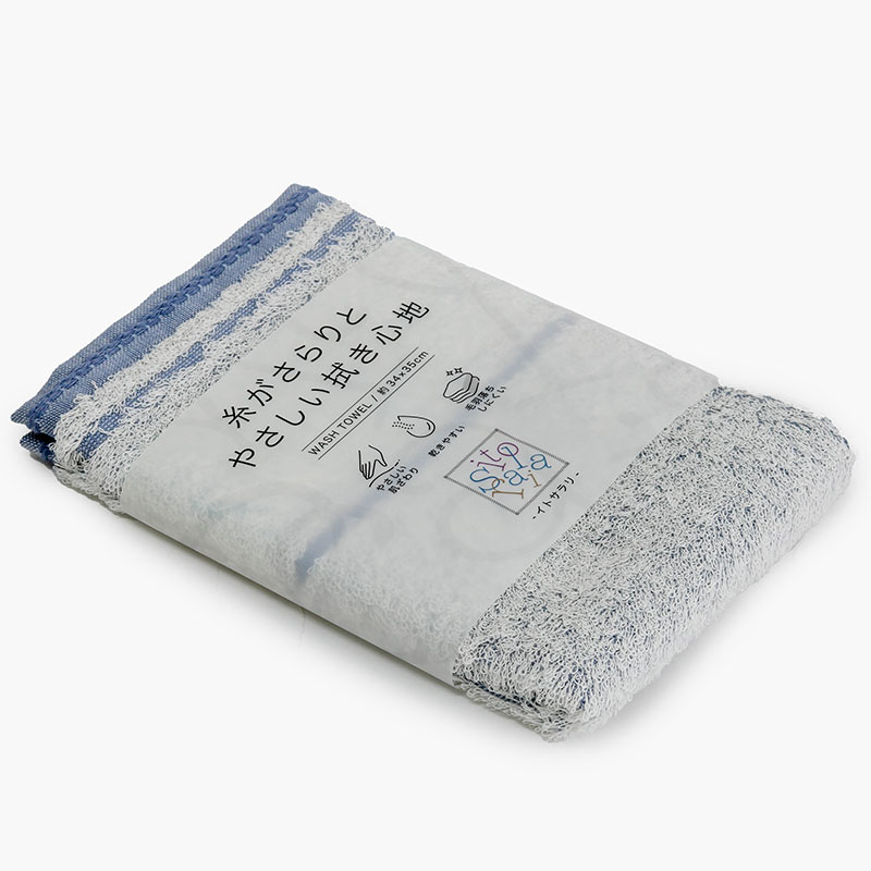 Khăn vải cotton Nissen 34x35cm Itosarari Muji Blue thương hiệu NISSEN SHOKO