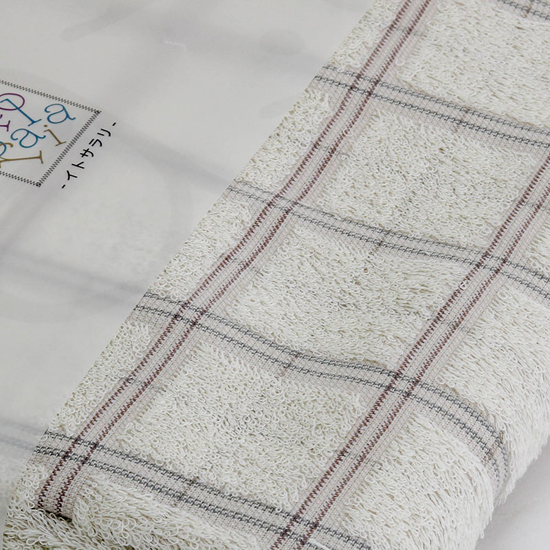 Khăn vải cotton Nissen 60x120cm Itosarari Checks Beige thương hiệu NISSEN SHOKO