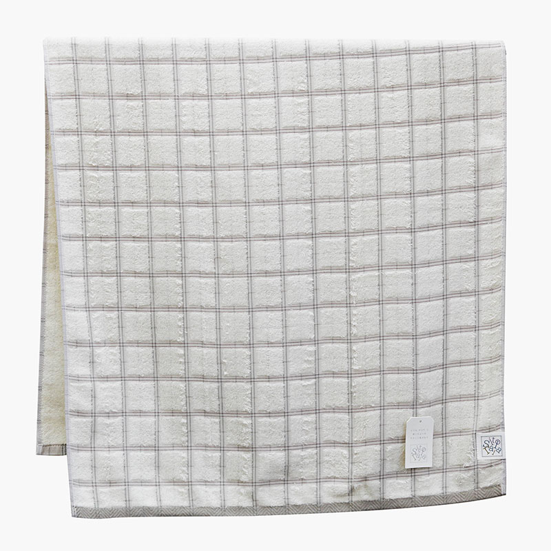 Khăn vải cotton Nissen 60x120cm Itosarari Checks Beige thương hiệu NISSEN SHOKO
