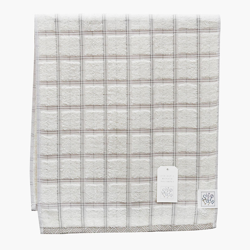 Khăn vải cotton Nissen 34x80cm Itosarari Checks Beige thương hiệu NISSEN SHOKO