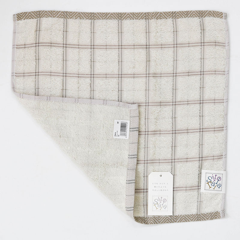 Khăn vải cotton Nissen 34x35cm Itosarari Checks Beige thương hiệu NISSEN SHOKO