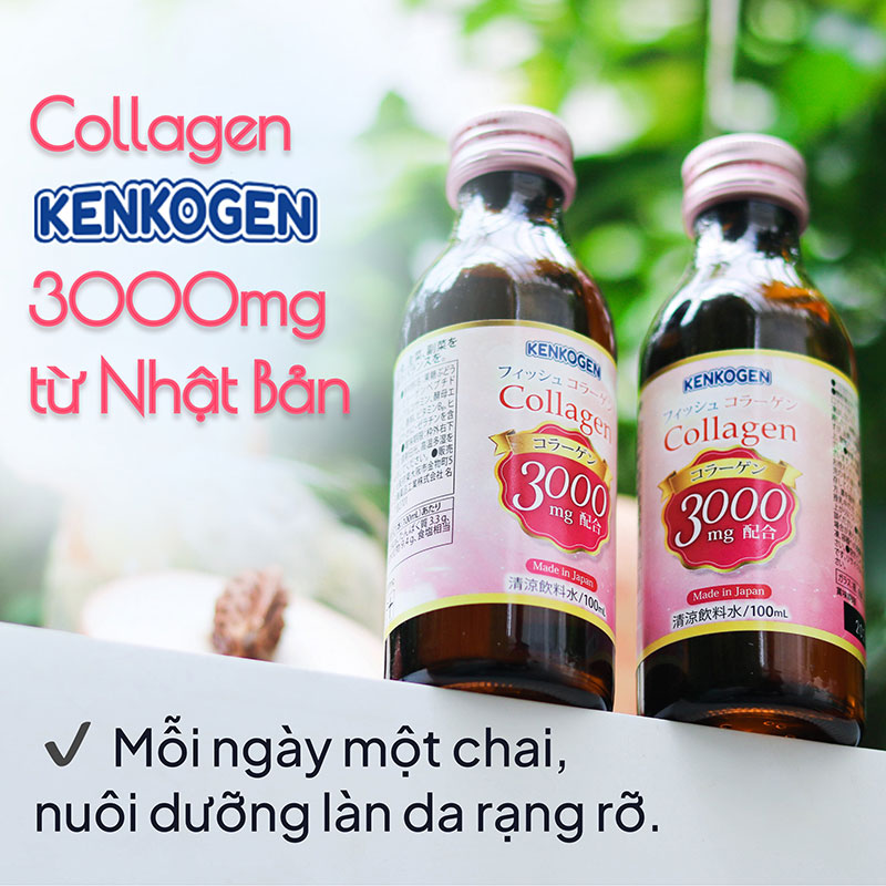 TPBS: Nước uống Collagen Nhật Bản Kenkogen 100mlx10 chai thương hiệu KENKOGEN