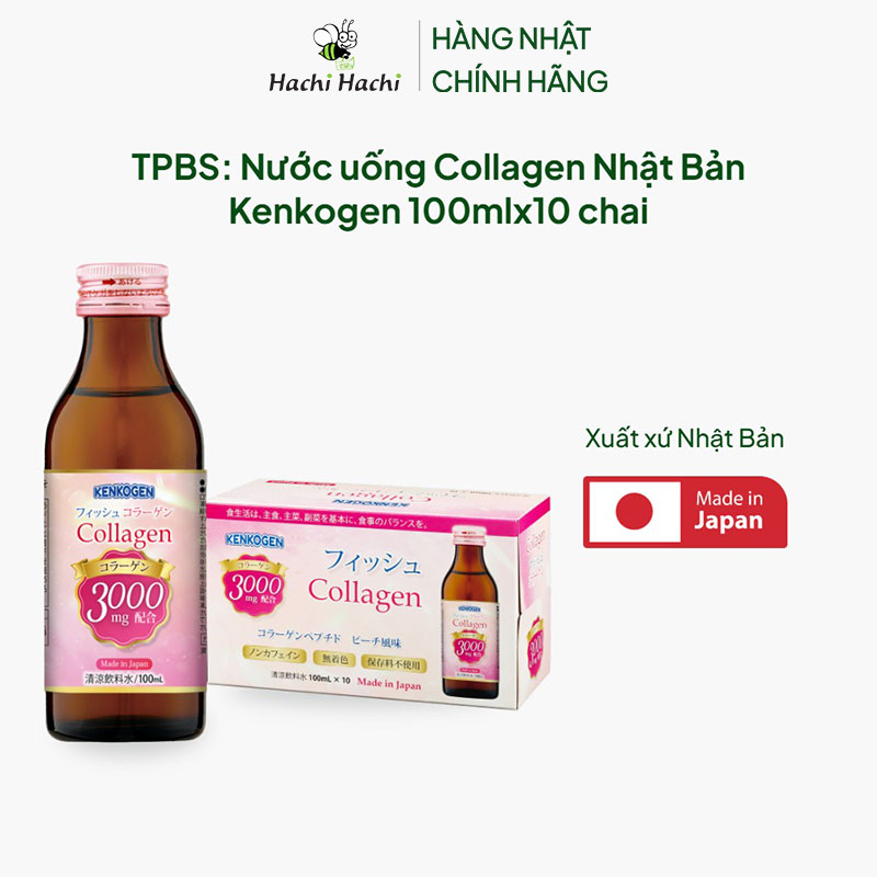 TPBS: Nước uống Collagen Nhật Bản Kenkogen 100mlx10 chai thương hiệu KENKOGEN