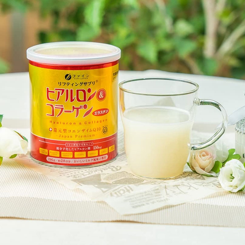 TPBVSK: Bột Hyaluron & Collagen +Q10 Nhật Bản 196g,  dưỡng da mềm mịn, đàn hồi, giảm lão hóa thương hiệu FINE JAPAN