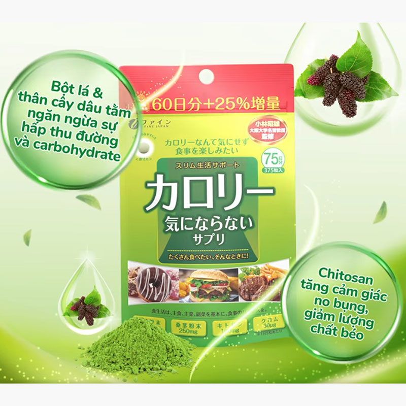 TPBVSK: Viên uống Calorie Burn Nhật Bản 375 viên, tăng cường chuyển hóa đường, ngăn hấp thu chất béo thương hiệu FINE JAPAN