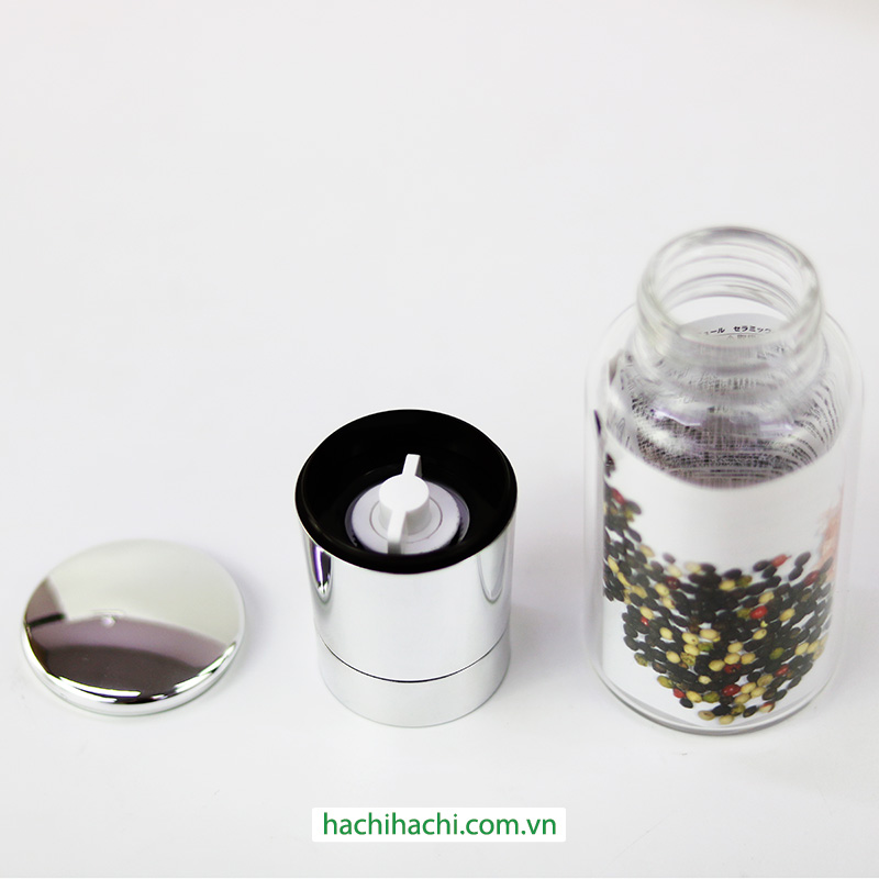 Lọ xay tiêu lưỡi gốm Pearl Metal 150ml (Màu bạc) thương hiệu PEARL METAL