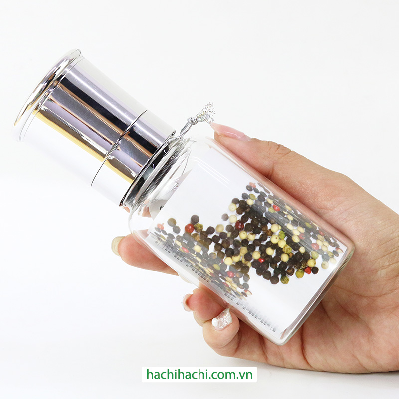 Lọ xay tiêu lưỡi gốm Pearl Metal 150ml (Màu bạc) thương hiệu PEARL METAL