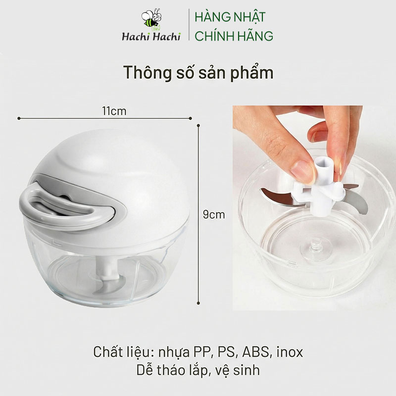 Dụng cụ xay tỏi ớt cầm tay 3 lưỡi dao Pearl Metal thương hiệu PEARL METAL