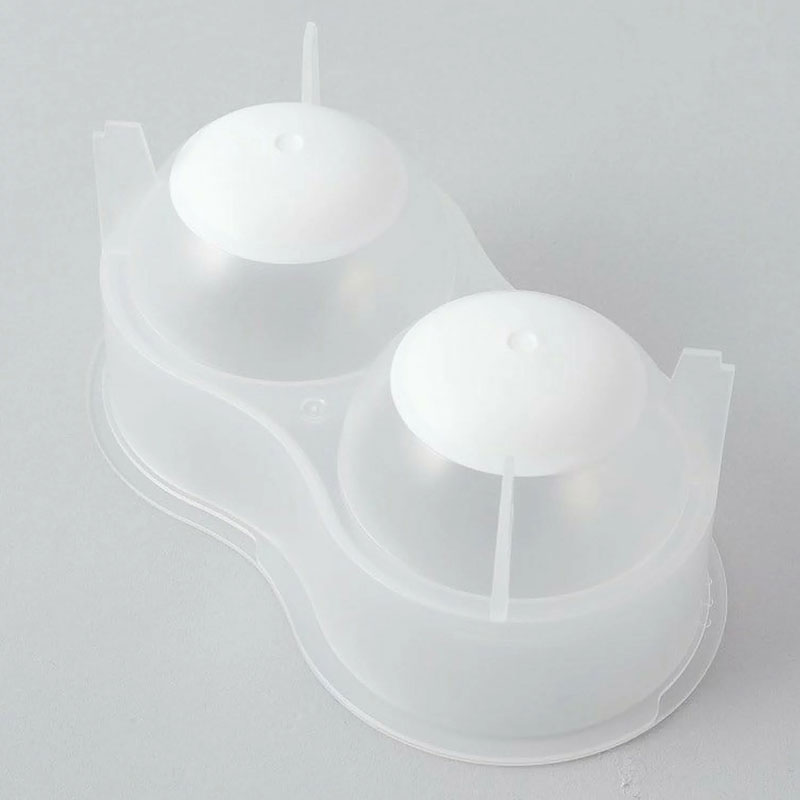 Khay đá viên Nhật Bản Pearl Metal 2 viên tròn 6cm, đáy mềm ấn lấy đá dễ dàng thương hiệu PEARL METAL