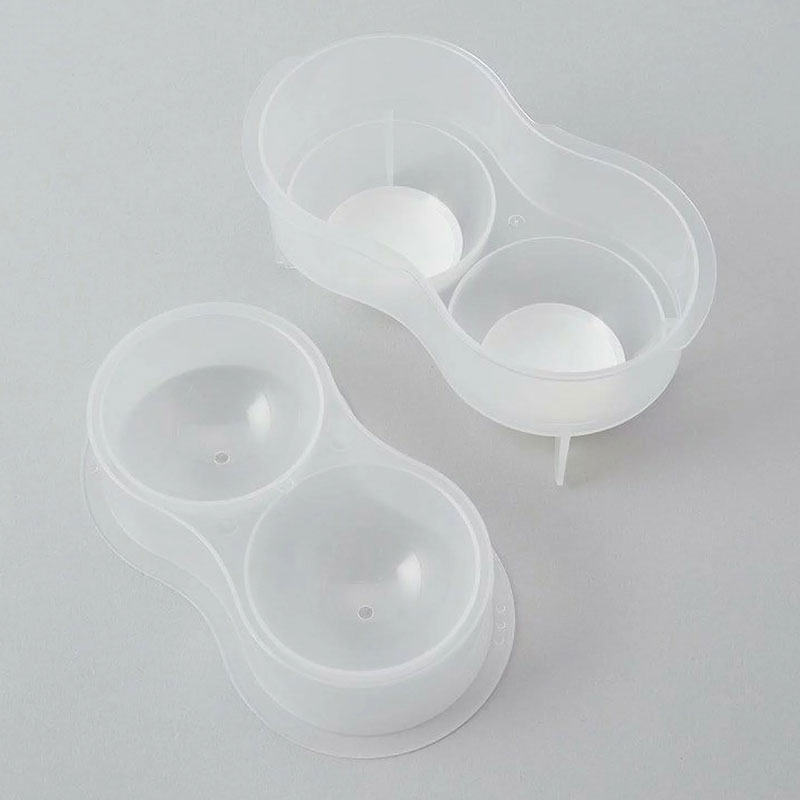 Khay đá viên Nhật Bản Pearl Metal 2 viên tròn 6cm, đáy mềm ấn lấy đá dễ dàng thương hiệu PEARL METAL