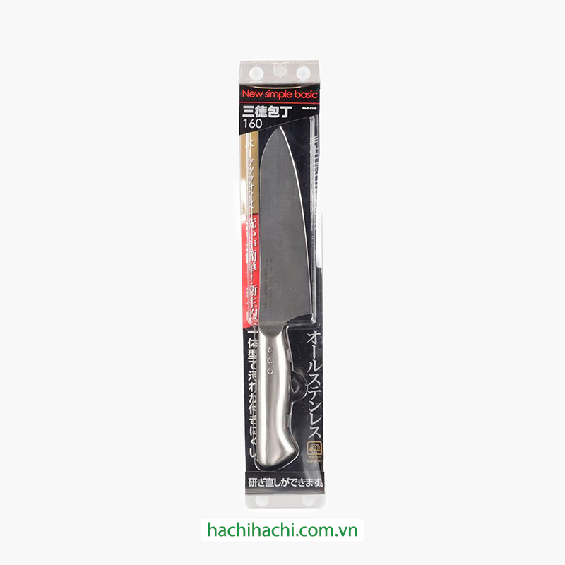 Dao bếp inox nguyên khối Pearl Metal Santoku lưỡi 16cm
