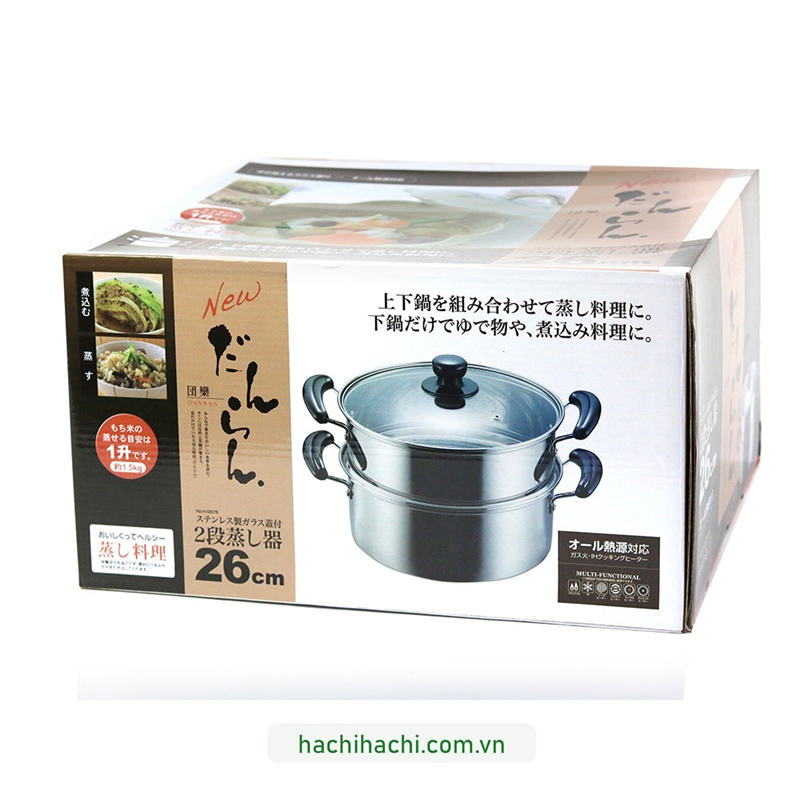 Nồi inox Pearl Metal 26cm hấp thức ăn (2 tầng)  thương hiệu PEARL METAL