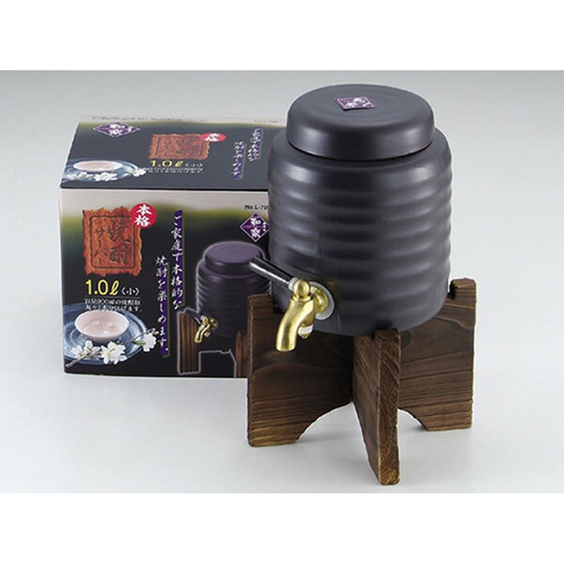 Bình gốm đựng rượu 1L (Kèm đế gỗ) thương hiệu PEARL METAL