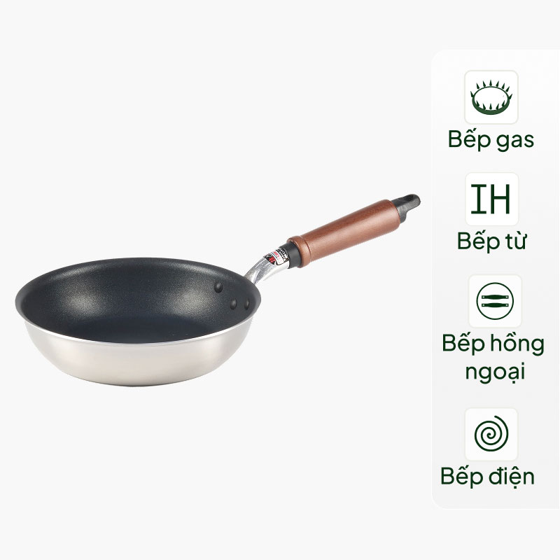 Chảo chống dính cao cấp Nhật Bản Hokuriku 20cm Plateado, dùng được bếp từ