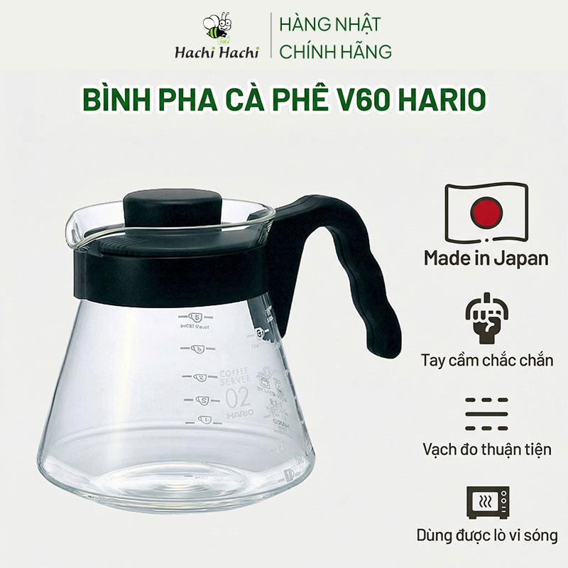 Bình cà phê Hario Nhật Bản 700ml (V60-VCS-02B) thương hiệu HARIO