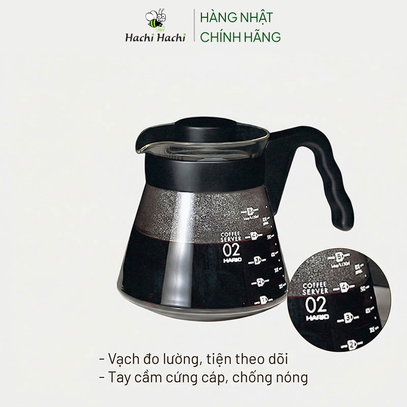 Bình cà phê Hario Nhật Bản 700ml (V60-VCS-02B) thương hiệu HARIO