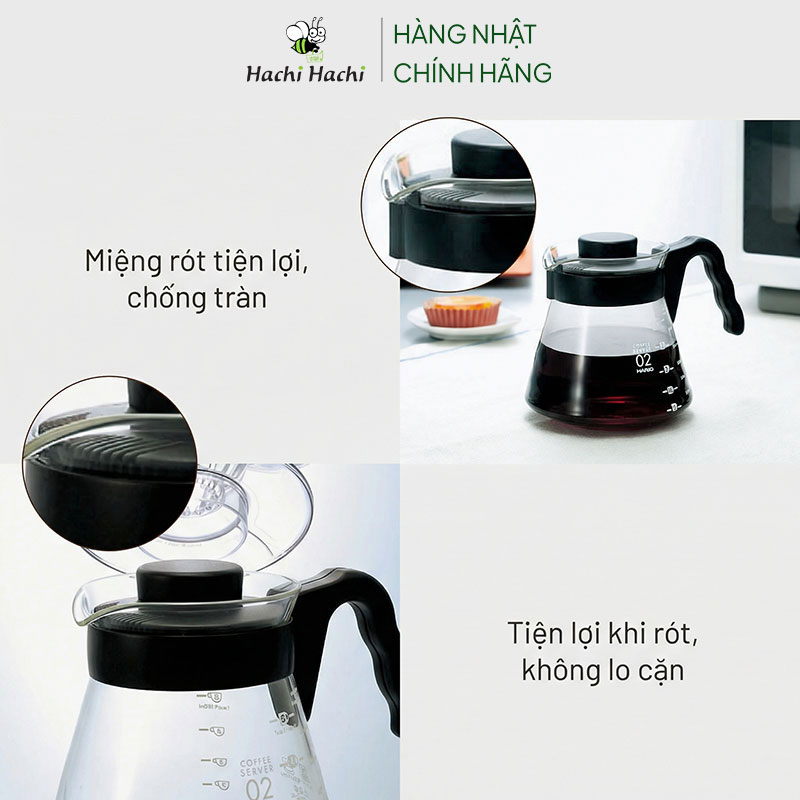 Bình cà phê Hario Nhật Bản 700ml (V60-VCS-02B) thương hiệu HARIO