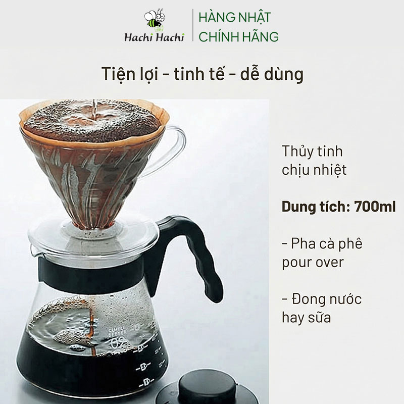 Bình cà phê Hario Nhật Bản 700ml (V60-VCS-02B) thương hiệu HARIO
