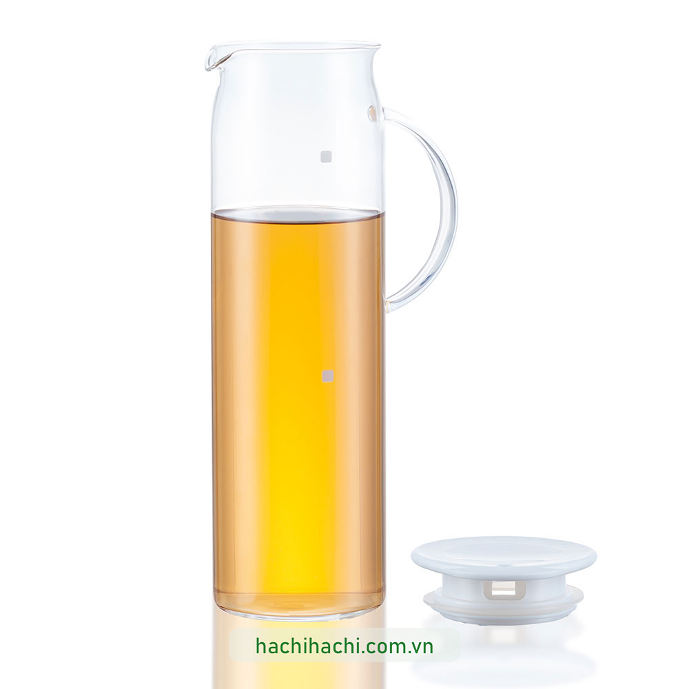 Bình thủy tinh đựng nước Hario nắp đậy chặt 1L (HDP-10PW) thương hiệu HARIO
