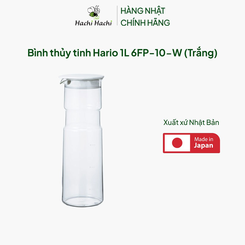 Bình thủy tinh Hario 1L 6FP-10-W (Trắng) thương hiệu HARIO