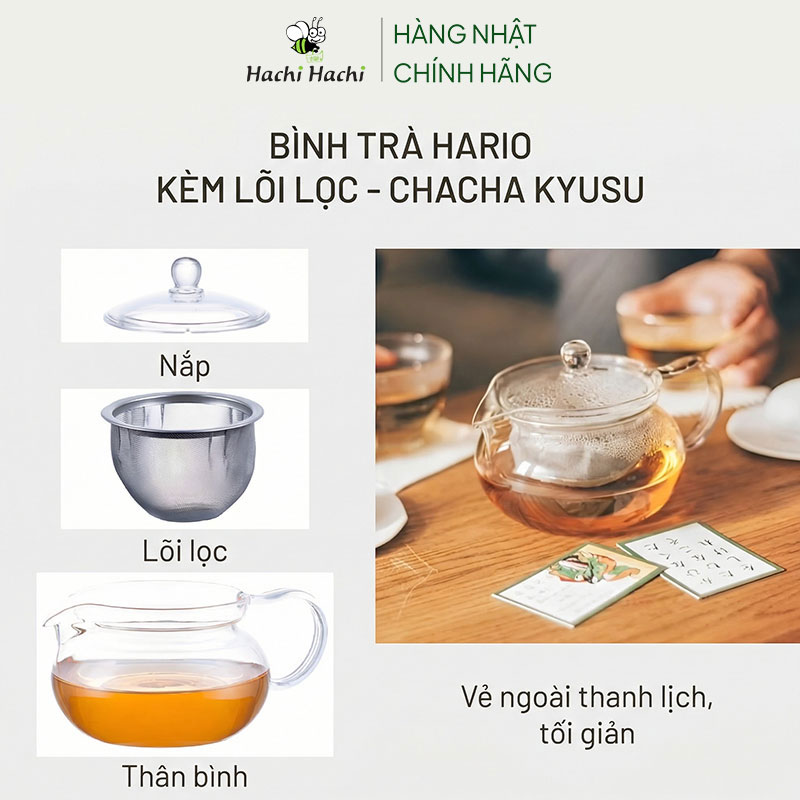 Bình pha trà kèm lưới lọc Hario Nhật Bản 450ml (CHJMN-45T) thương hiệu HARIO