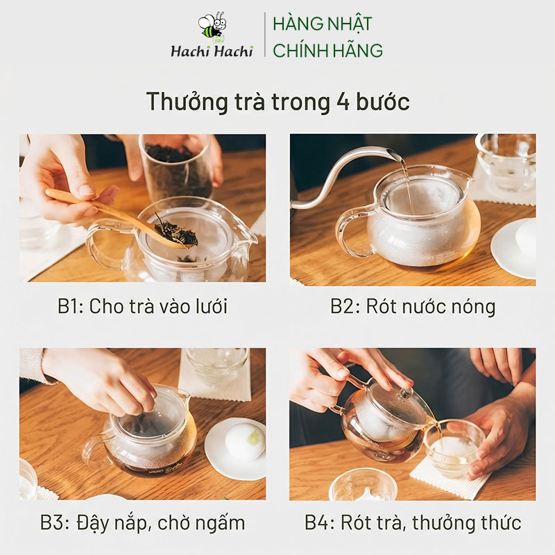 Bình pha trà kèm lưới lọc Hario Nhật Bản 450ml (CHJMN-45T) thương hiệu HARIO