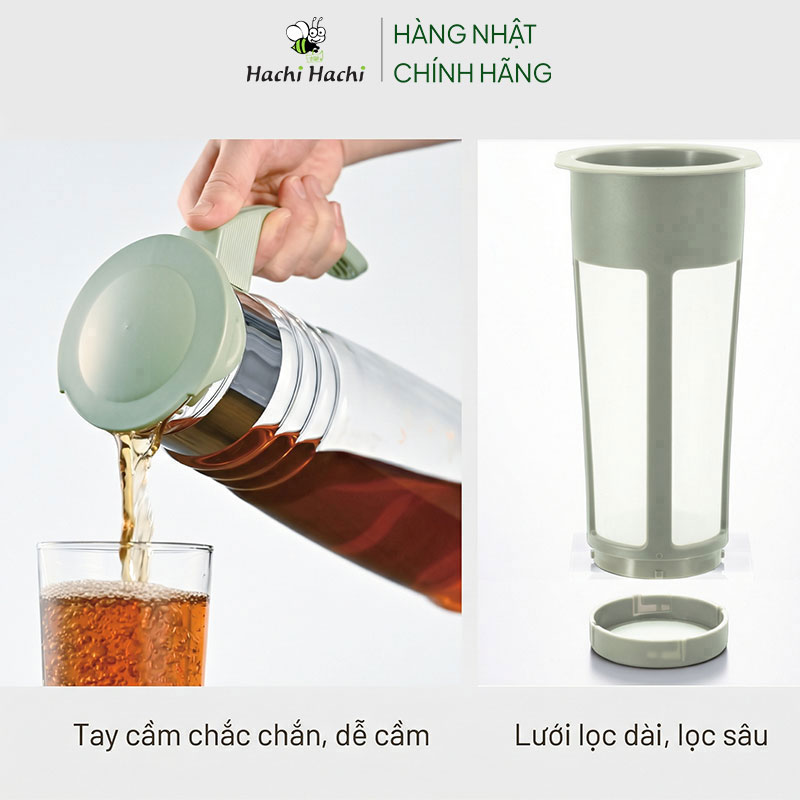 Bình pha trà cà phê Cold Brew, ủ lạnh cà phê, trà Nhật Bản Hario 1.2L HCC-12SG thương hiệu HARIO