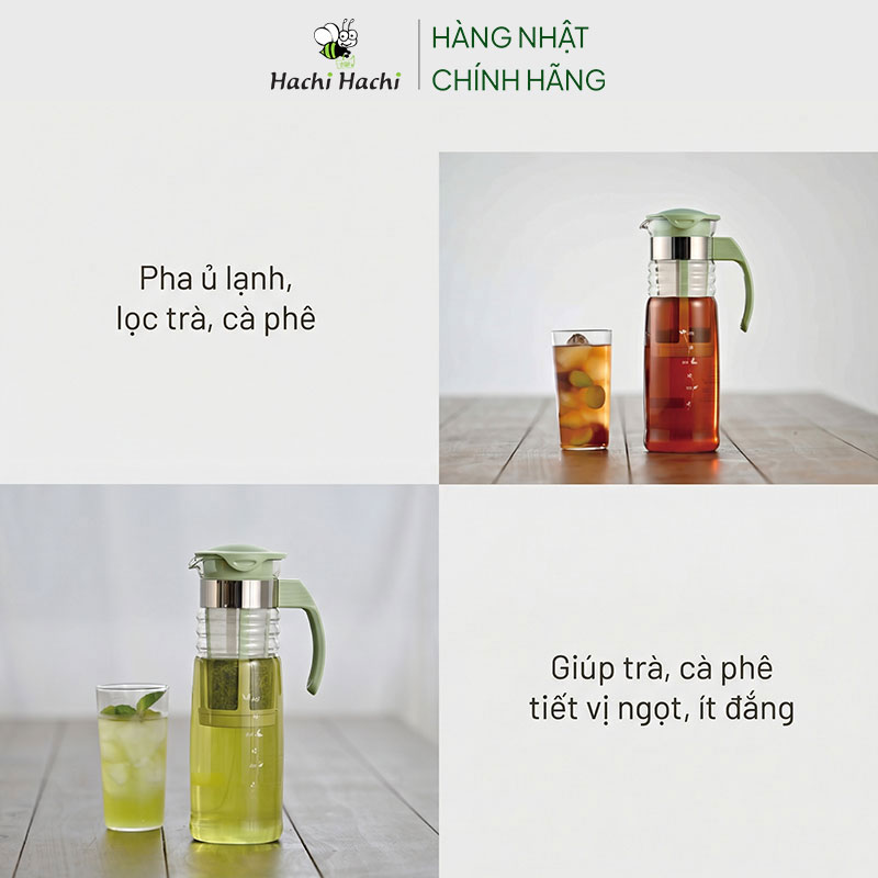 Bình pha trà cà phê Cold Brew, ủ lạnh cà phê, trà Nhật Bản Hario 1.2L HCC-12SG thương hiệu HARIO