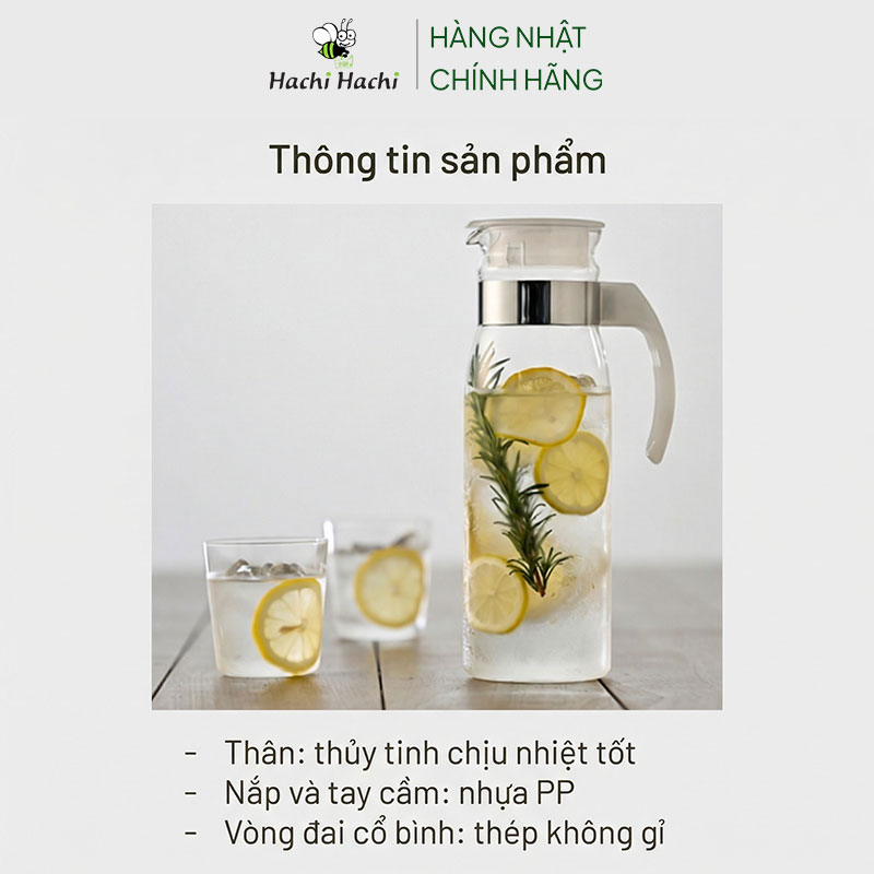 Bình thủy tinh Hario 1.4L RPBN-14-TW (Trắng) thương hiệu HARIO