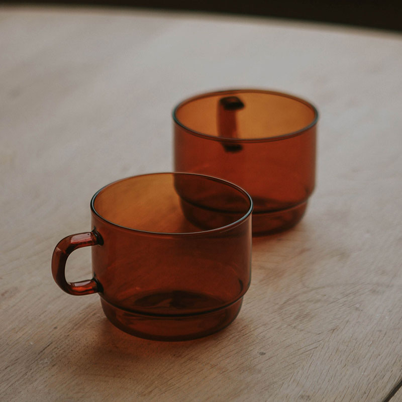 Ly thủy tinh chịu nhiệt cao cấp Hario Stack Mug Cup 300ml HCM-300-AB (Màu hổ phách) thương hiệu HARIO