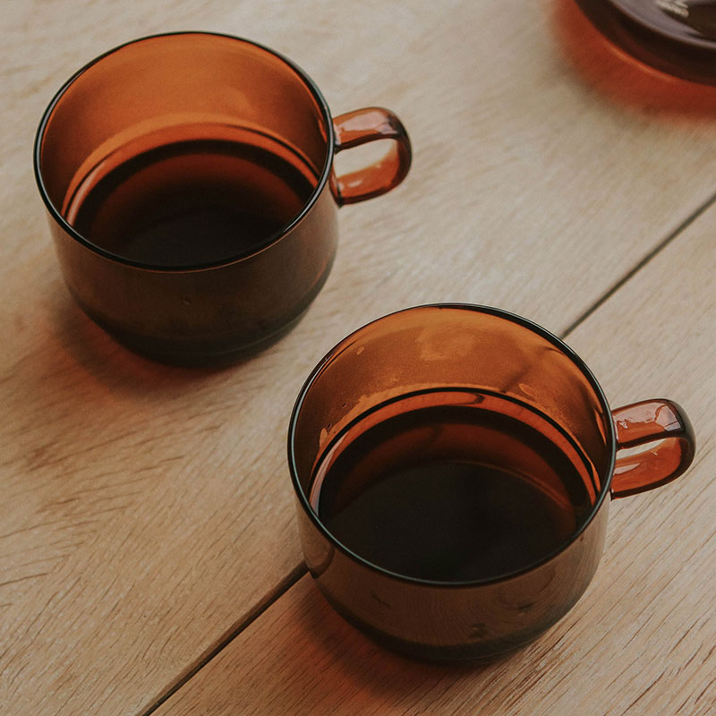 Ly thủy tinh chịu nhiệt cao cấp Hario Stack Mug Cup 300ml HCM-300-AB (Màu hổ phách) thương hiệu HARIO