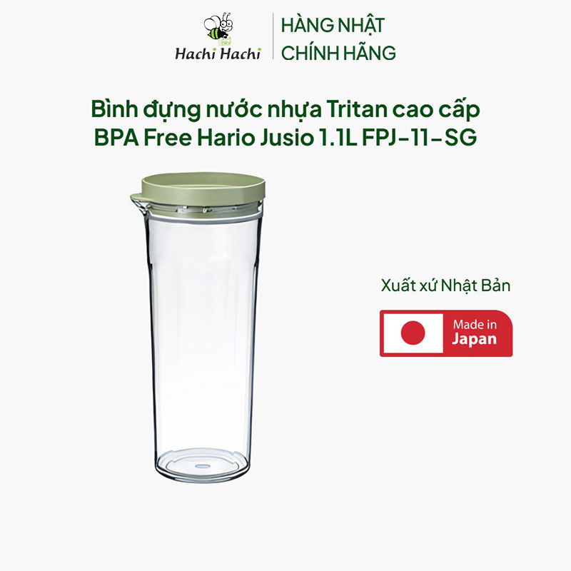 Bình đựng nước nhựa Tritan cao cấp BPA Free Hario Jusio 1.1L FPJ-11-SG thương hiệu HARIO