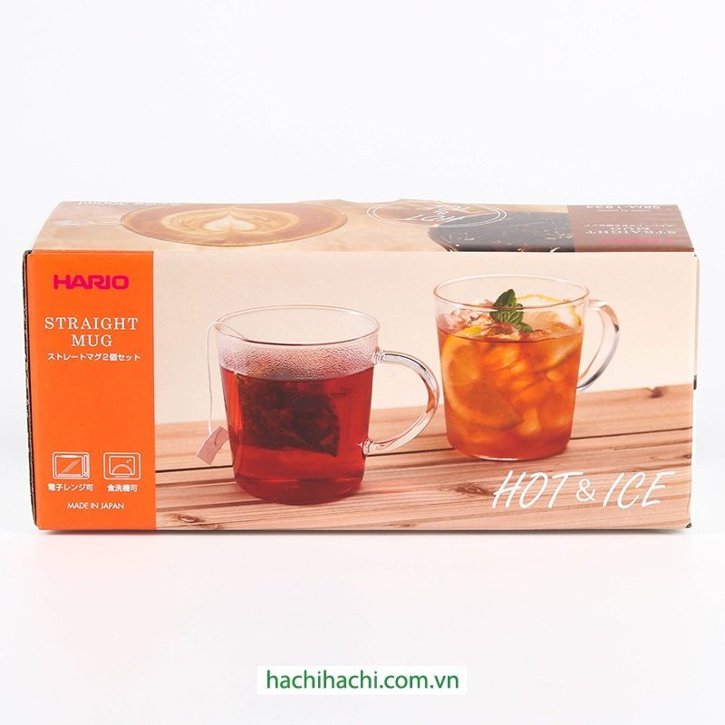 Ly thủy tinh chịu nhiệt Hario 300ml x 2 cái SRM-1824 thương hiệu HARIO