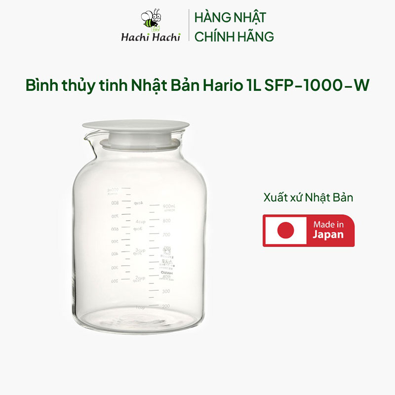 Bình thủy tinh Nhật Bản Hario 1L SFP-1000-W thương hiệu HARIO