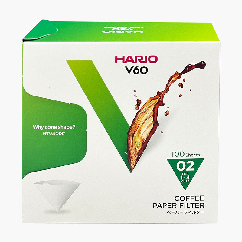 Giấy lọc cà phê Nhật Bản Hario 100 cái (V60 VCF-02-100WK) 1-4 cups màu trắng thương hiệu HARIO