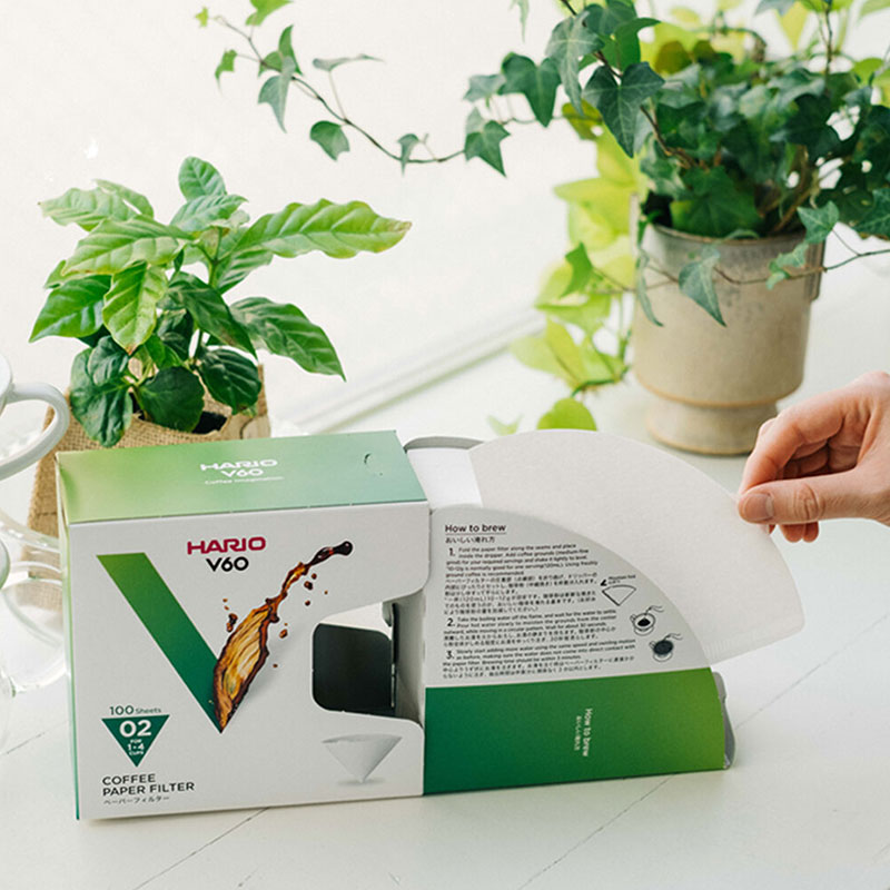 Giấy lọc cà phê Nhật Bản Hario 100 cái (V60 VCF-02-100WK) 1-4 cups màu trắng thương hiệu HARIO
