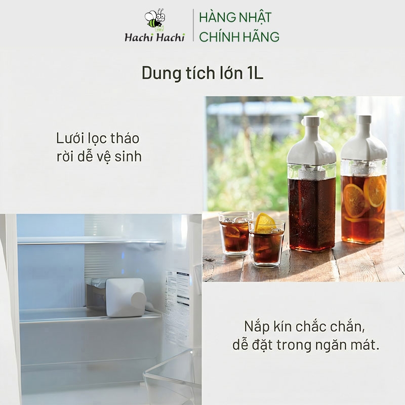 Bình pha cà phê Cold Brew Hario 1L KAC-110-PGR (Nhựa Tritan PCT cao cấp) thương hiệu HARIO