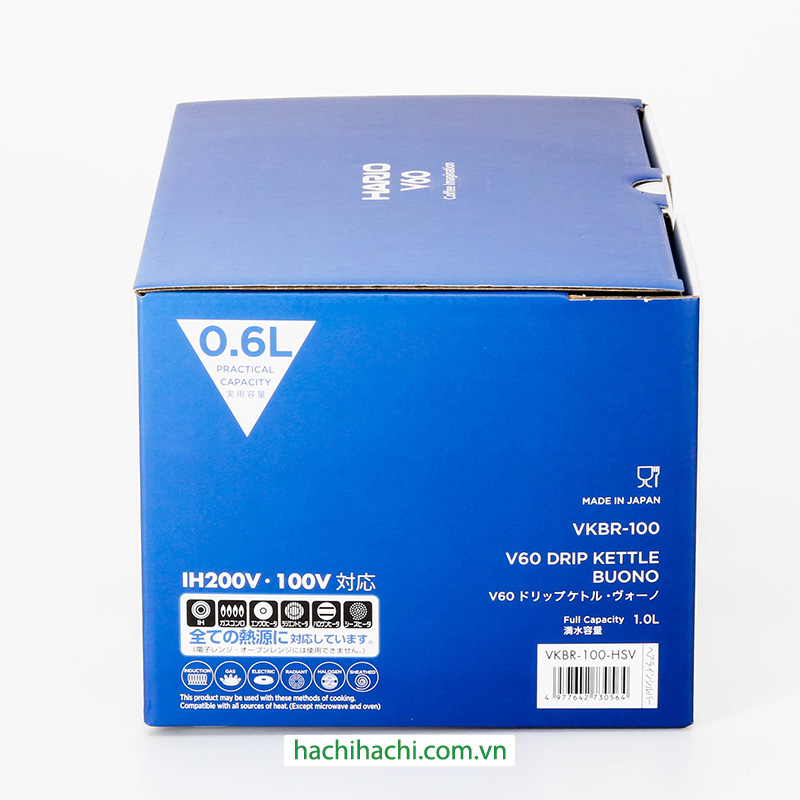 Ấm cổ ngỗng pha cà phê Hario 1L VKBR-100-HSV, inox 304 cao cấp, dùng được bếp từ thương hiệu HARIO