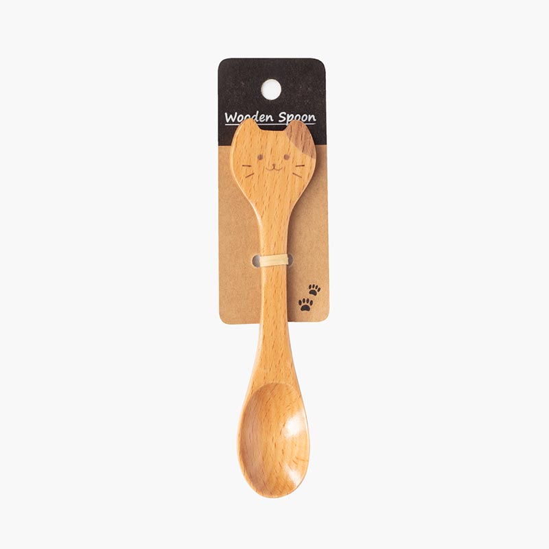 Muỗng thìa gỗ Maruki 15cm hình mèo (Nhiều mẫu)-Giao mẫu ngẫu nhiên thương hiệu MARUKI