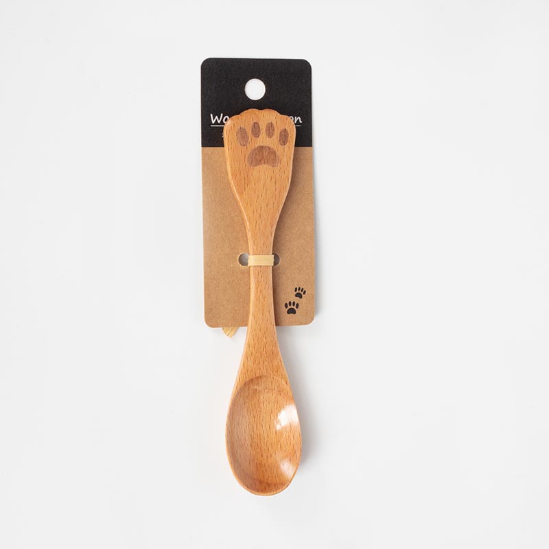 Muỗng thìa gỗ Maruki 15cm hình mèo (Nhiều mẫu)-Giao mẫu ngẫu nhiên