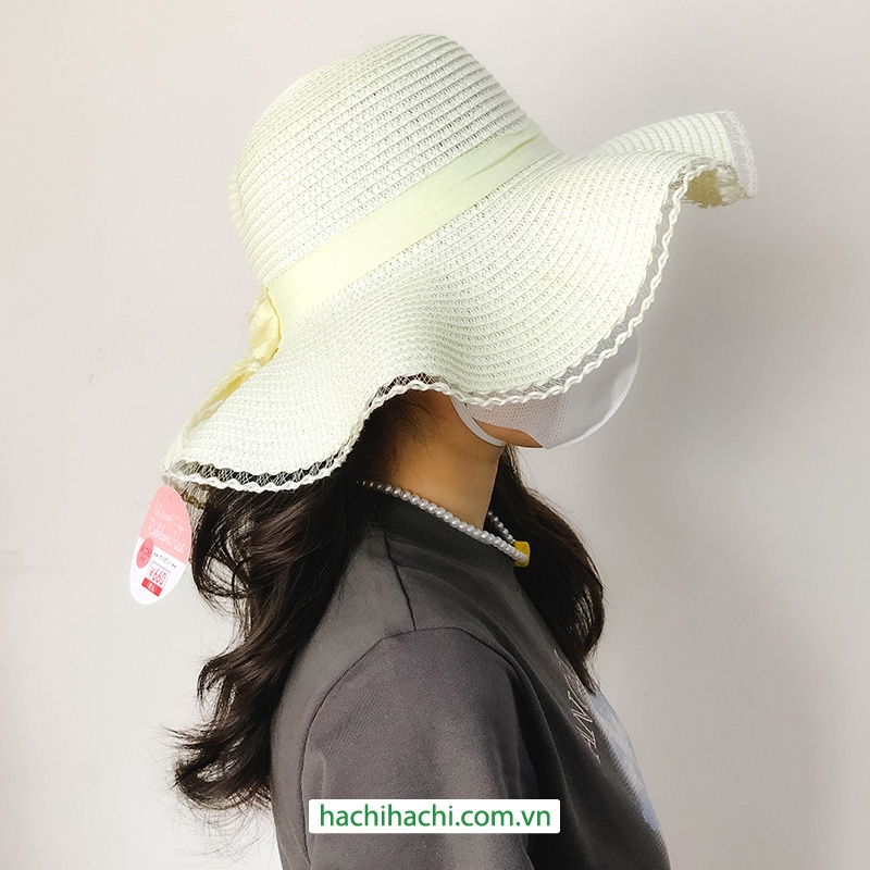 Nón rộng vành chống nắng, chu vi vòng đầu 56cm (Trắng kem) thương hiệu MATSUNO INDUSTRY